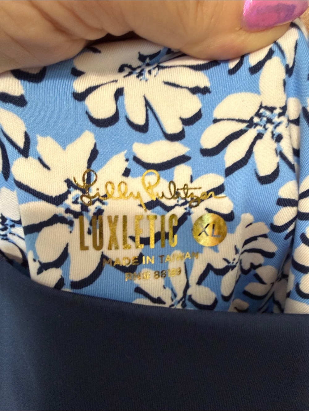 T2) Lilly Pulitzer ❤️Navy flare Pants with Floral Side Stripe - Picture 4 of 14